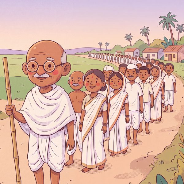 Thousands walked with him all the way to the sea.